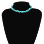 Mingjun Collier ras du cou turquoise fait main réglable pierre été plage collier pour femmes filles, Turquoise, Turquoise