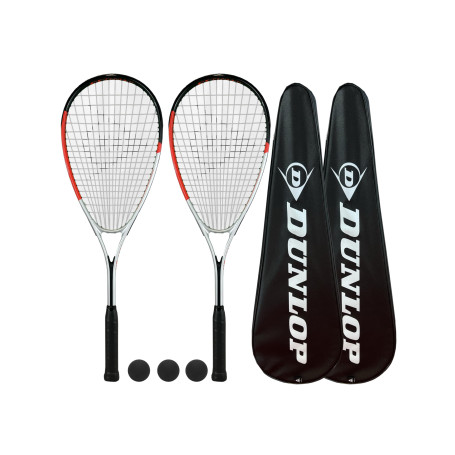2 x Max Dunlop Biotec Ti Lot de 2 raquettes de Squash avec balles de 3 Squash RRP £ 150