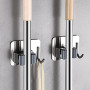 SyiXute 2 Pièces Porte Balai,Acier Inoxydable Porte Balais Mural,Adhésif Mop Support Avec Crochets pour Cuisine Salle de Bain Ja