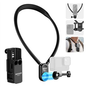 NEEWER Support de Cou Magnétique avec Cage Pocket 3, Flexible à Dégagement Rapide pour Caméra d'action Compatible avec GoPro Her NEEWER Support de Cou Magnétique avec Cage Pocket 3