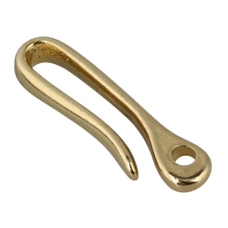 BQLZR Golden 60mm Length Rentro Solid Brass Fish Hook Key Chain U Hook Clip Holder