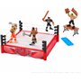 Mattel WWE Knuckle Crunchers Rebound Ring, set avec figurine articulée Seth Rolling avec sons, anneau Flex Mat et 7 accessoires