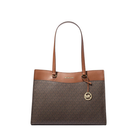 Michael Kors Jet Set Large Signature Logo Tote Bag Brown