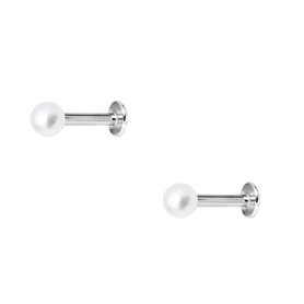 DENI 2 piercings pour tragus, labret avec boule perle synthétique de 3 mm, bâton long 8 mm, épaisseur standard 1,2 mm., 8mm larg DENI 2 piercings pour tragus