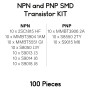 Kit de 100 transistors NPN et PNP SMD SOT23 2SC1815 MMBT3904 MMBT3906 MMBT5551 S8050 S8550 S9013 S9014 S9015 S9018