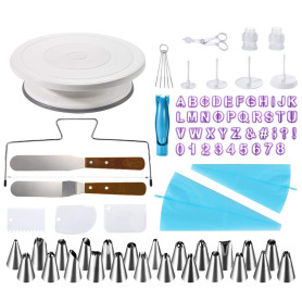 Soleebee 86 Pcs Plateau Tournant de Gâteau, Kit de Pâtisserie Décoration de Gâteau, Buses, Poches et Douilles, Clous à Fleurs, C Soleebee 86 Pcs Plateau Tournant de Gâteau