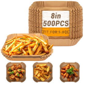 500pièces Papier Sulfurisé pour Air Fryer,8”(20.3cm) Papier Cuisson Air Fryer pour 5L-8L,Antiadhésif & Résistant à l'huile & Non 500pièces Papier Sulfurisé pour Air Fryer