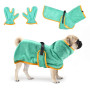HEKOBAG Peignoir pour Chien en Microfibre, Serviette pour Chien Super Absorbante avec Gants, Serviette Chien Sechage Rapide, Ser