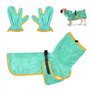 HEKOBAG Peignoir pour Chien en Microfibre, Serviette pour Chien Super Absorbante avec Gants, Serviette Chien Sechage Rapide, Ser
