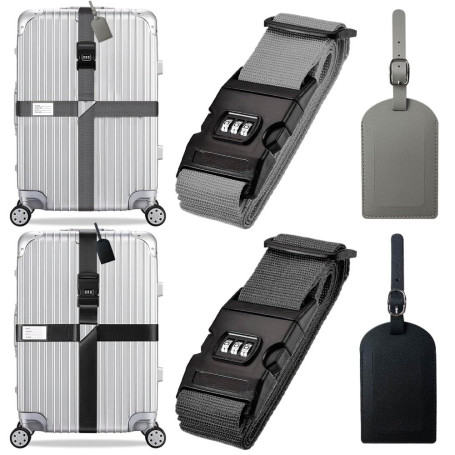 2 Sangle Valise avec Boucle 2 étiquette de Bagage