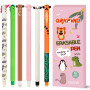 YNOUYRS Trousse Ecole 2 en1 en Silicone Souple-Set thème animalier stylos à encre gel effaçables