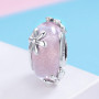 Perle Fleur en Verre Murano pour Bracelet Pandora – Charm Rose en Argent 925, Cadeau pour Maman ou Amie