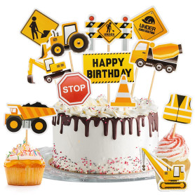 Ohaoduo Lot de 60 décorations pour cupcakes en forme de véhicule de chantier, pelleteuse, décoration de gâteau, voiture, thème c Ohaoduo Lot de 60 décorations pour cupcakes en forme de véhicule de chantier