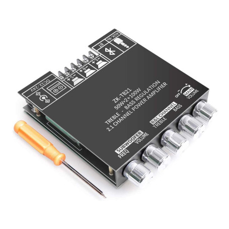 WANGCL 2 x 50 W + 100 W 2.1 canaux pour caisson de basses avec contrôle des aigus et des basses double puce TPA3116 DC 12-24 V B