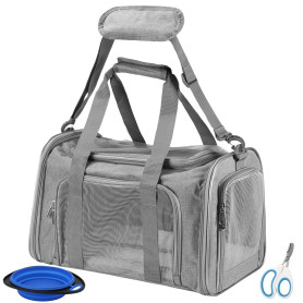 Vuxava Sac de Transport pour Chat et Chien, Pliable et Respirant, Caisse de Transport Chat avec Bandoulière et Coussin Lavable,  Vuxava Sac de Transport pour Chat et Chien