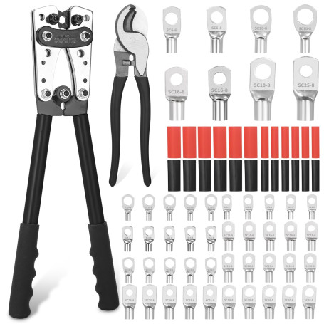 Pince à sertir - Cosses de câble 16 mm² - Pince à cosses de câble 10-1/0 - Cosses de câble 16 mm m² - Pince à sertir 6/10/16/25/