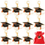 12pcs Porte-Clés Chapeau de Graduation Porte clef de Remise de Diplôme Pendentif en Alliage Fin d'Études Porte-Clés de Souvenirs