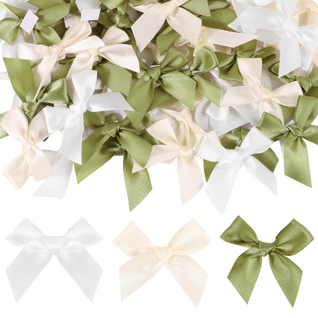 60pcs Noeuds de Ruban en Satin Auto-Adhésifs Mini Nœud Mini Nœud Papillon pour DIY Artisanat Sac de Bonbons Décoration de Maraig