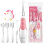 Seago Brosse À Dents Électrique Bébé Enfant 0-3 Ans Kids Brosse A Dent Electrique à Piles et Minuterie Intelligente Lampes à LED