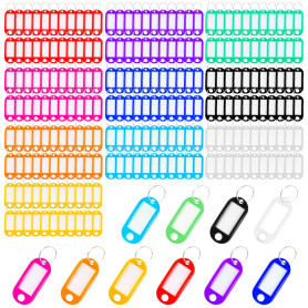 QUACOWW Lot de 200 étiquettes de bagage porte-clés avec anneau divisé, porte-clés Tags 10 porte-clés multicolores pour bagages,  QUACOWW Lot de 200 étiquettes de bagage porte-clés avec anneau divisé