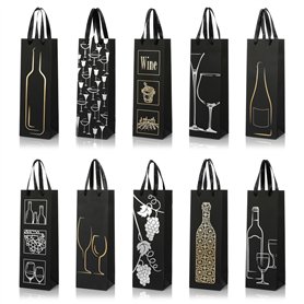 Van Henry Lot de 10 sacs cadeaux élégants pour bouteilles de vin, champagne, etc. 32,5 x 11 x 9 cm, Noir., Poche pour bouteille Van Henry Lot de 10 sacs cadeaux élégants pour bouteilles de vin