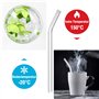 Lot de 8 Paille en Verre Réutilisables, Paille Verre Transparente avec 2 Brosses de Nettoyage, Longueur 20 cm Glass Straw Idéal