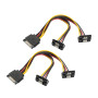 Baolongking Lot de 3 câbles d'alimentation SATA 15 broches mâles vers 2 x SATA 15 broches femelle angle vers le bas