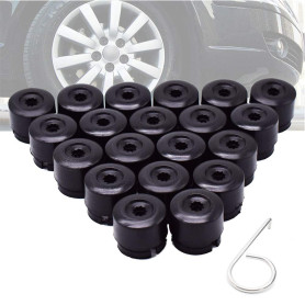 XUKEY 20pcs Capuchon d'écrou de Roue Couvercle Boulon tête Couvre écrous 19mm Noir + Outil pour Transporter T5 T6 2003 2004 2005