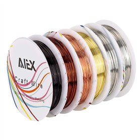 AIEX 6 Rouleaux 26 Calibre Fil de fer Cable Metallique Bijoux en Cuivre pour L'artisanat, Perlage de Fournitures de Fabrication  AIEX 6 Rouleaux 26 Calibre Fil de fer Cable Metallique Bijoux en Cuivre pour L'artisanat