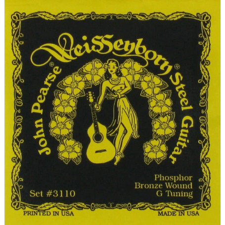 John Pearse Strings® 3110 Jeu de Cordes pour Guitare Weissenborn® Steel - Phosphor Bronze - G-Tuning