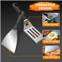 Plancha Plaque avec 2 spatules de barbecue de 4 mm d'épaisseur en acier inoxydable avec poignées amovibles, pour barbecue à gaz