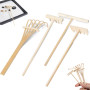 Lot de 4 mini accessoires de jardin zen en bois - Râteau à sable zen - Bac à sable miniature - Petit râteau zen - Bricolage pour