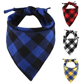 CHUKCHI Lot de 4 Bandanas à Carreaux pour Chien - Mouchoirs réglables Foulard Lavable Bandana réversible en Coton avec Corde Con CHUKCHI Lot de 4 Bandanas à Carreaux pour Chien - Mouchoirs réglables Foulard Lavable Bandana réversible en Coton avec Corde Con