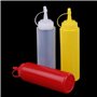 Lot de 6 bouteilles en plastique Squeeze Sauce à condiments Distributeur avec ensemble de Cap, pour maison Restaurant Ketchup, M