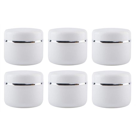 6 Pcs 8 oz (250ml) Bocaux cosmétiques en plastique blanc avec doublures intérieures et couvercles de dôme Contenants cosmétiques