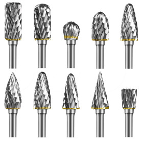 EASERIA Lot de 10 fraises rotatives en carbure de tungstène avec double coupe - Diamètre de la tige : 3 cm - Pour la découpe du  EASERIA Lot de 10 fraises rotatives en carbure de tungstène avec double coupe - Diamètre de la tige : 3 cm - Pour la découpe du