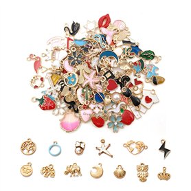 xolear 100 Pièces Pendentifs à Breloques en Email, Colorés Breloques de Doré Émail Alliage, Mixtes Minuscules Pendentifs pour la xolear 100 Pièces Pendentifs à Breloques en Email