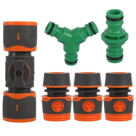 prota Lot de 6 raccords de tuyau d'arrosage - Double prise - Avec valve de régulation