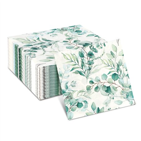80 Serviettes En Papier D'eucalyptus Jetables Pour Mariage