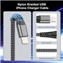 Câble iPhone 1M 2Pack [Certifiés Apple MFi], Câble Chargeur iPhone Câble Lightning USB Nylon Cordon iPhone Fil Chargeur iPhone C