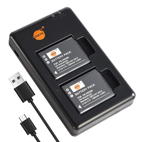 DSTE Lot de 2 chargeurs de Batterie VW-VBX090 (1400 mAh/3