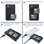 DSTE Lot de 2 chargeurs de Batterie VW-VBX090 (1400 mAh/3,7 V) compatibles avec Panasonic HX-WA03, HX-WA2, HX-WA2GKHX-WA20, HX-W