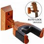 Moodve Support mural pour ukulélé, violon, banjo, mandoline - Base en bois dur, verrouillage automatique, caoutchouc protecteur,