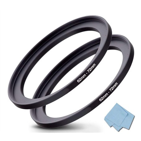 Komet Lot de 2 bagues Step Up de 62 mm à 72 mm pour filtre d'objectif d'appareil photo 62 mm à 72 mm