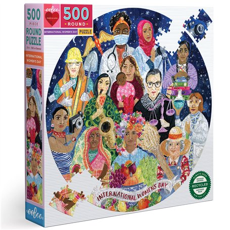 eeBoo International Women's Day Carton recyclé sur la journée Puzzle Adulte 500 pièces sur la Femme-PZFINW