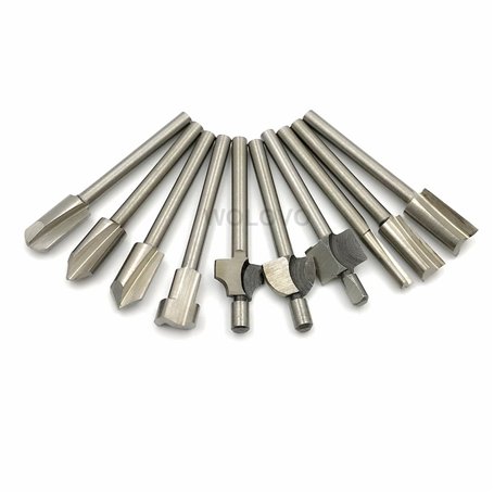 Lot de 10 fraises à défoncer en acier rapide de 3 mm pour menuiserie et défonceuse Dremel Foredom