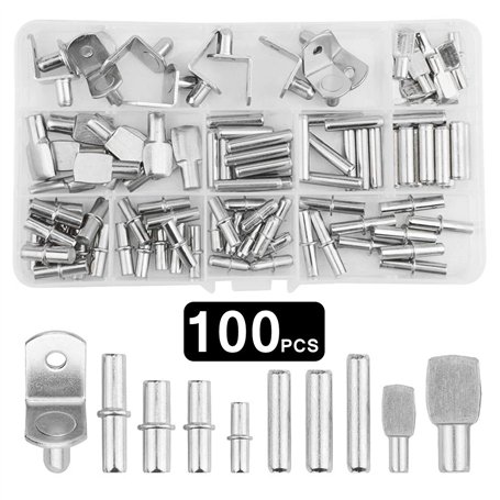 TOVOT Kit d'assortiment de 100 broches d'étagère 4 styles supports d'étagères pour Meuble Armoire Placard Etagère