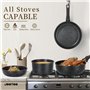 JEETEE Batterie de Cuisine Antiadhésive 17 pièces avec Poignée Amovible, Poele Induction 20/26cm, Sauteuse 26cm, Casserole 18/20