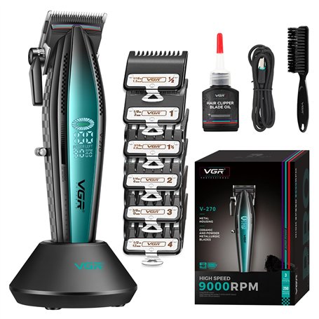 VGR 270 Tondeuse à Cheveux Professionnelle pour Homme - Silencieuse - sans Fil - Haute Vitesse - 9000 Tr/min - Lame en Céramique