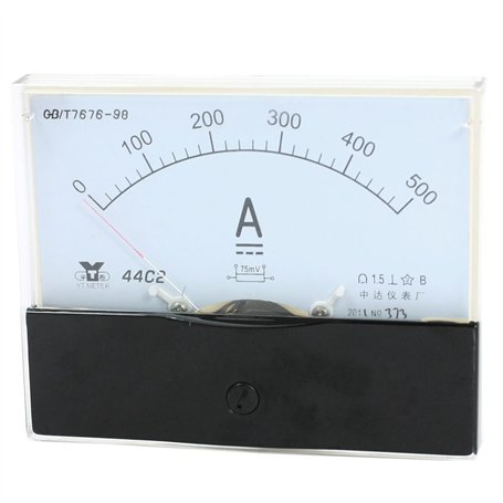 sourcing map Analogique Courant Panneau Mètre DC 0-500A 44C2/500A Ampèremètre pour Automobile Circuit Test Charge Batterie Ampèr